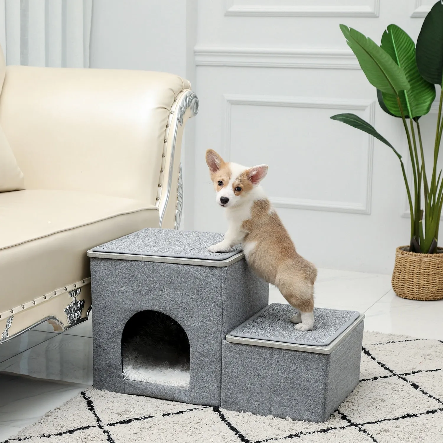 2 in 1 Pet Stairs Ramp w/ A Deluxe Pet House