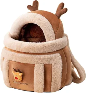 2025 New Pet Carrier Backpack, Warm Travel Bag for Cat Dog, Portable Small Animal Cage with Hand Warmers, Outgoing Travel Plush Bag for Dogs, Cats (M)