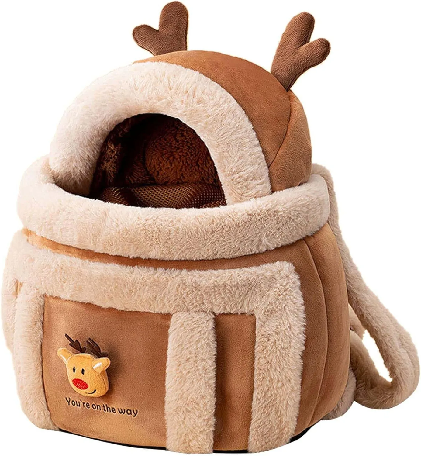 2025 New Pet Carrier Backpack, Warm Travel Bag for Cat Dog, Portable Small Animal Cage with Hand Warmers, Outgoing Travel Plush Bag for Dogs, Cats (M)