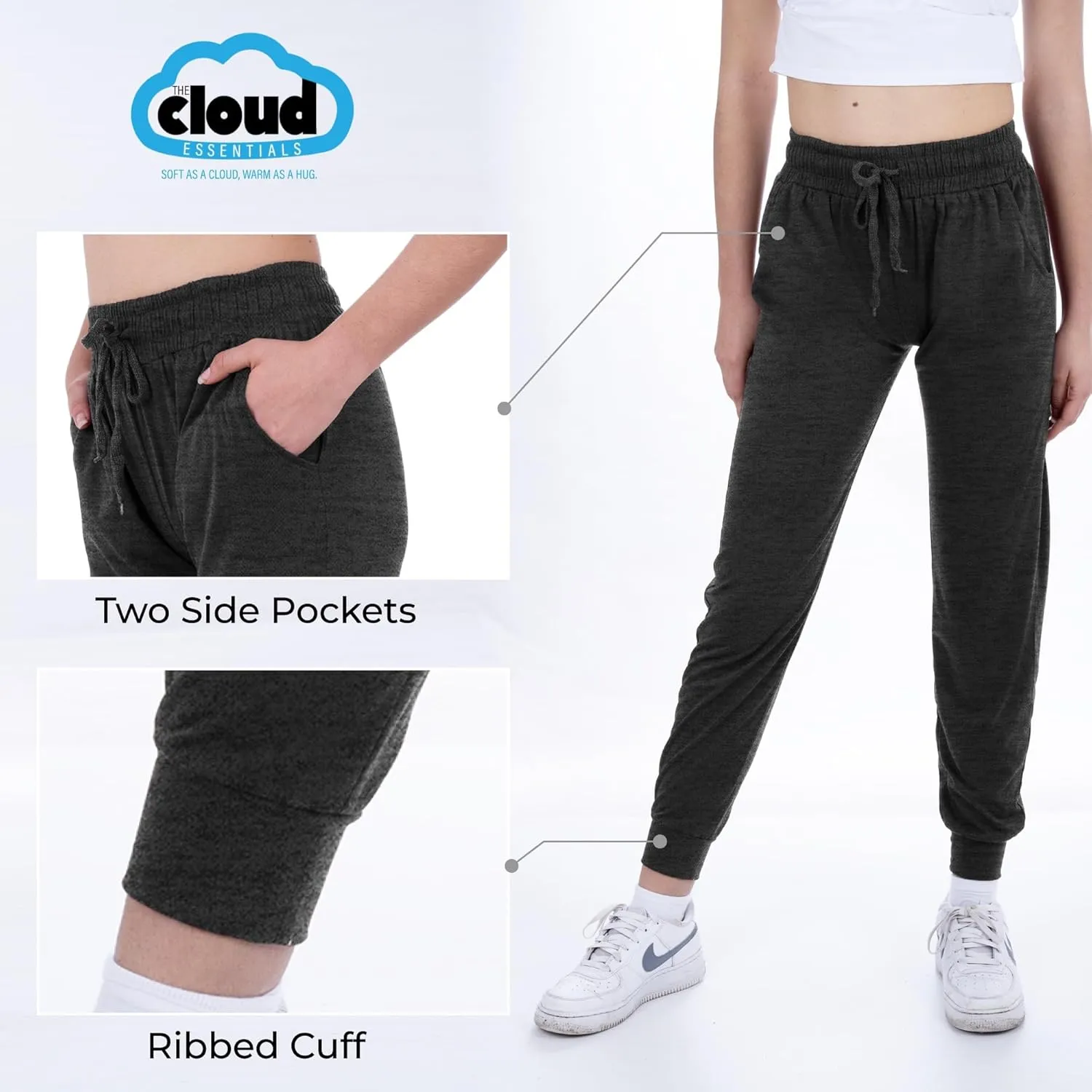 3 Pack: Women's Ultra-Soft Lounge Joggers Sweatpants Athletic Yoga Pants with Pockets