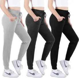 3 Pack: Women's Ultra-Soft Lounge Joggers Sweatpants Athletic Yoga Pants with Pockets