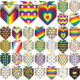 32 Pcs Pride Dog Bandanas Rainbow Bulk LGBT Colorful Triangle Scarf Pet Bandanas Bibs Handkerchief Scarf Accessories for Small Medium Large Dogs Adjustable Puppy Breed Bib Handkerchief