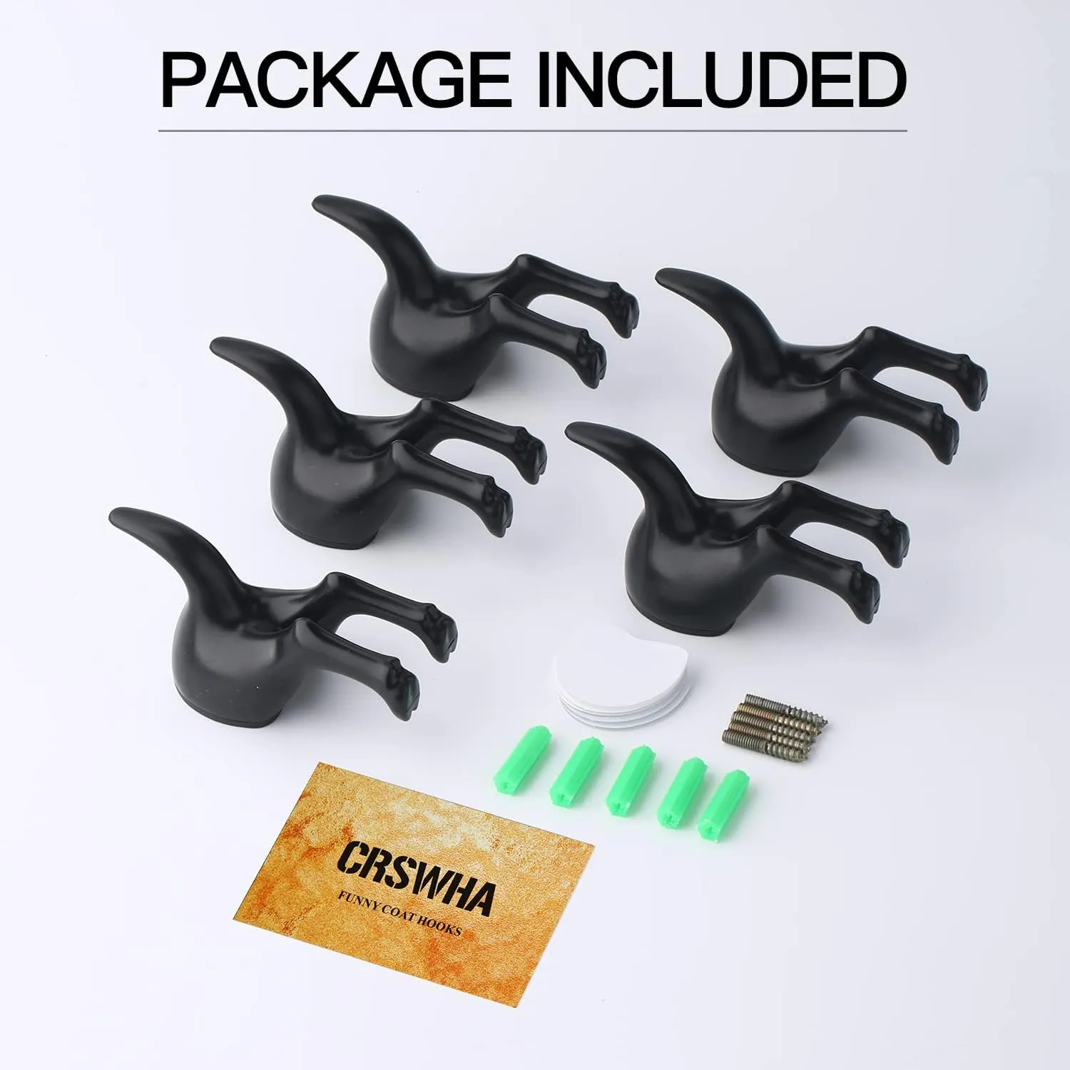 5 Pack Dog Tail Coat Hooks for Wall