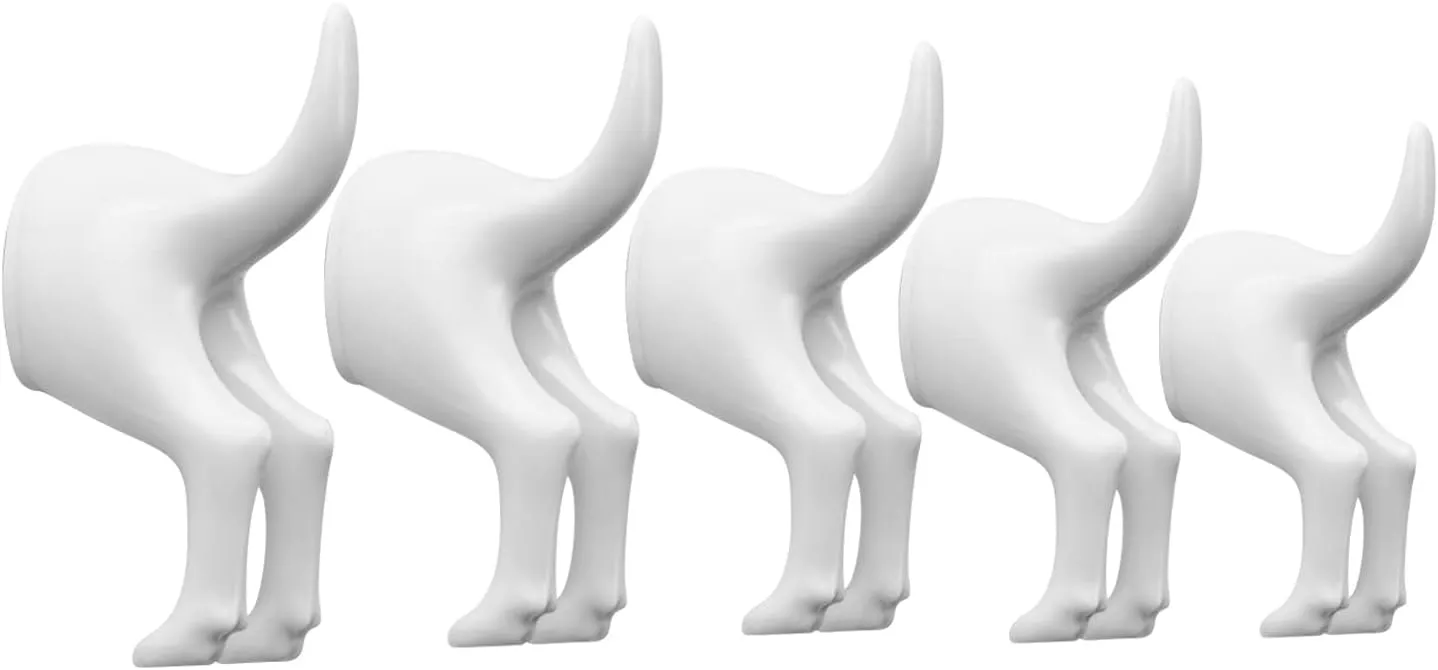 5 Pack Dog Tail Coat Hooks for Wall