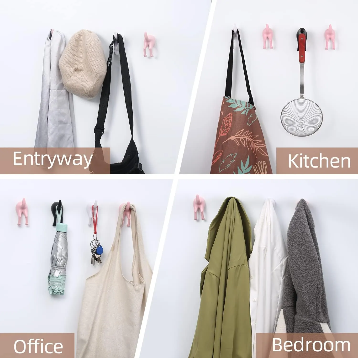 5 Pack Dog Tail Coat Hooks for Wall