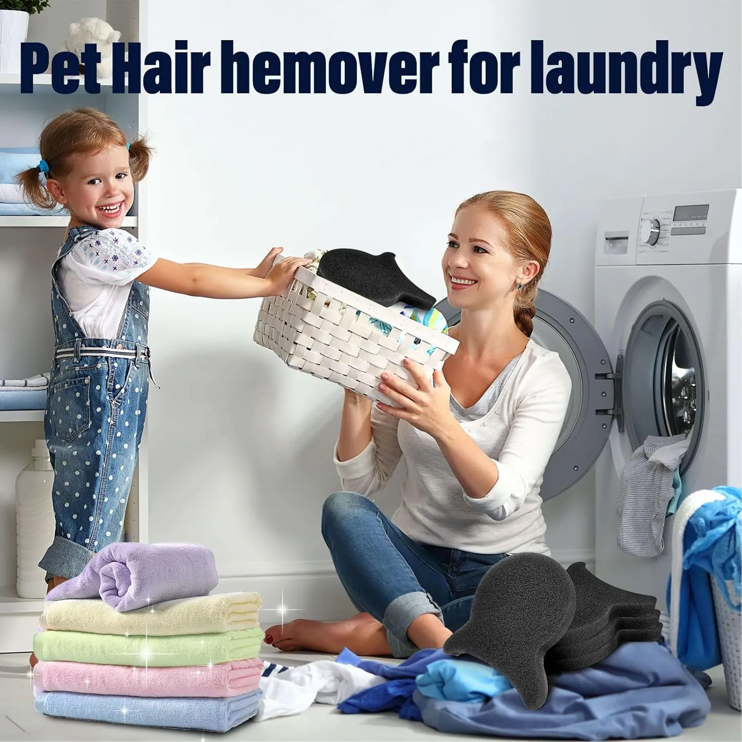 8 PCS Pet Hair Remover for Laundry, Reusable Dog & Cat Hair Remover Tool, Effectively Removes Pet Hair, Lint and Dander from Bedding and Clothing, Suitable for Washing Machines, Dryers-HEI