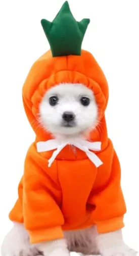 ANIAC Funny Pet Clothes for Small Dog Cat Carrot Hoodies Warm Sweatshirt Coat With Fruit Hood Fall Puppy Cat Sweater Halloween Easter Carrot Costume (Orange, XX-Large)