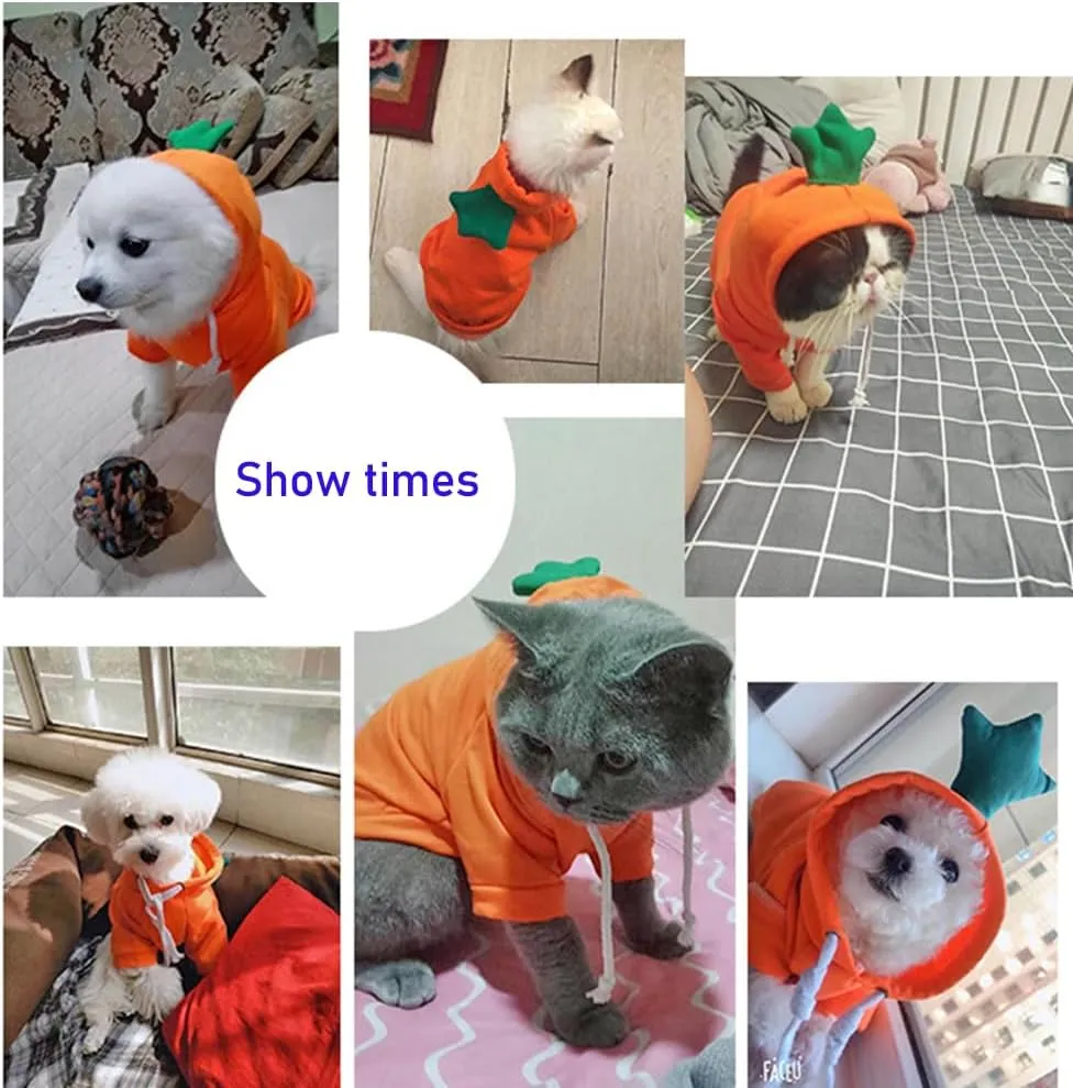 ANIAC Funny Pet Clothes for Small Dog Cat Carrot Hoodies Warm Sweatshirt Coat With Fruit Hood Fall Puppy Cat Sweater Halloween Easter Carrot Costume (Orange, XX-Large)