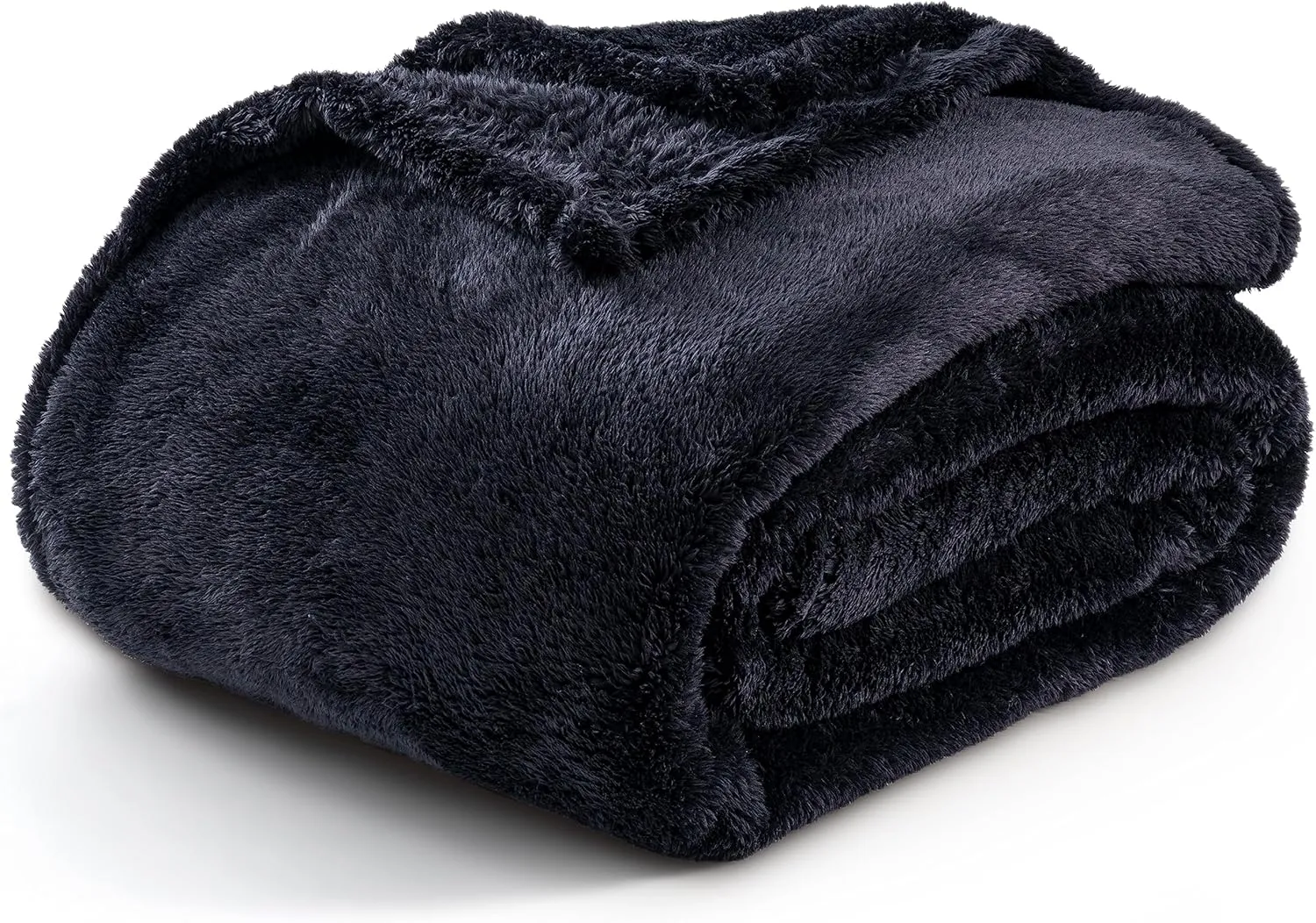 Berkshire Blanket Classic Extra-Fluffy Plush Throw Blanket, Soft Fuzzy Fluffy Long Hair Throw Blanket for Couch Sofa Bed, Black, 50x60 Inches
