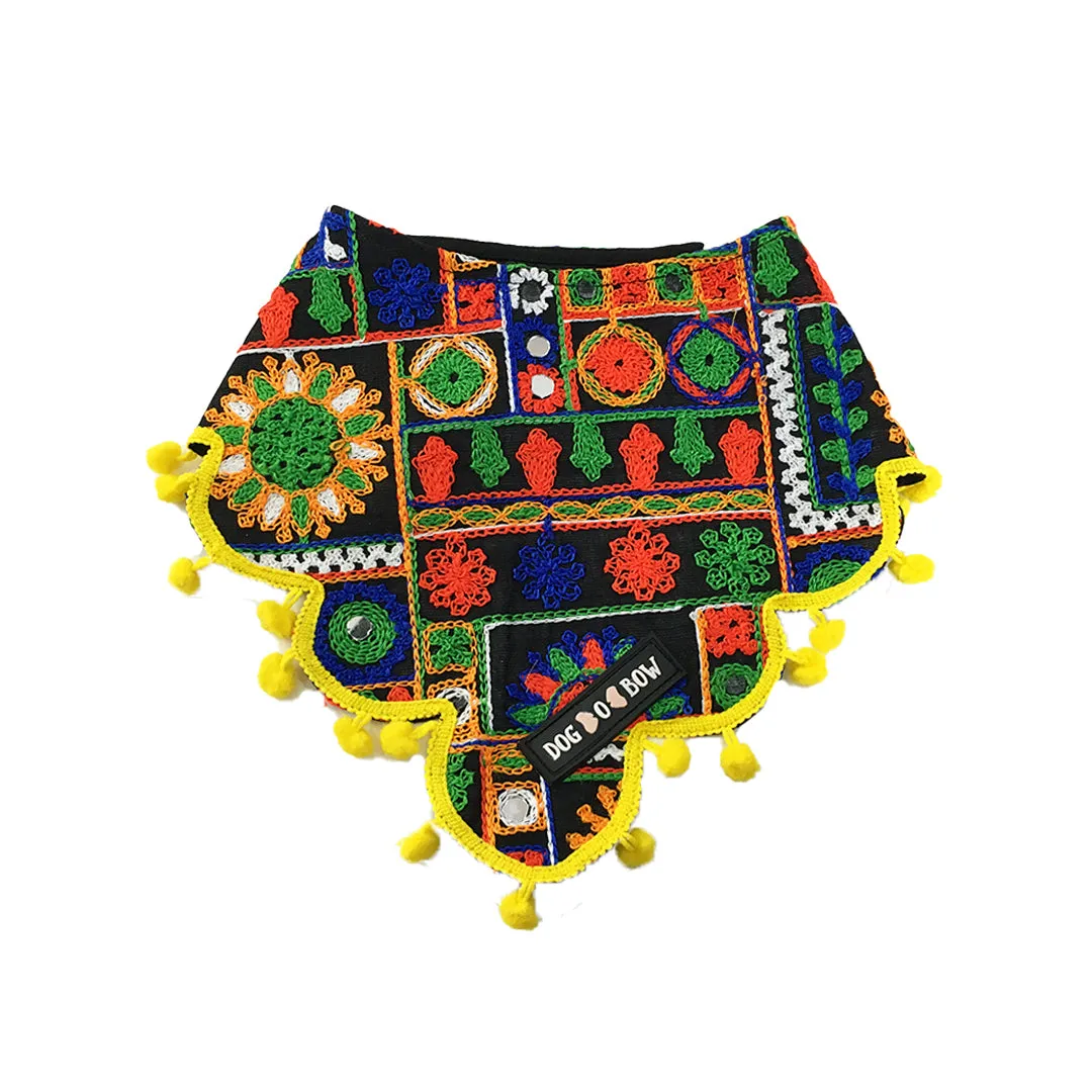 Black Embroidery Bandana
