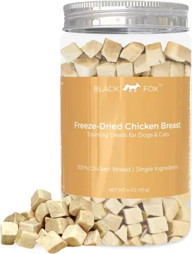 BLACK FOX Freeze-Dried Chicken Breast Training Treats for Dogs and Cats | 330 Treats, 4oz Single Ingredient, Raw, Healthy, All Natural, Human Grade, Recyclable Packaging BLACK FOX Freeze-Dried Chicken Breast Training Treats for Dogs and Cats | 330 Treats, 4oz Single Ingredient, Raw, Healthy, All Natural, Human Grade, Recyclable Packaging
