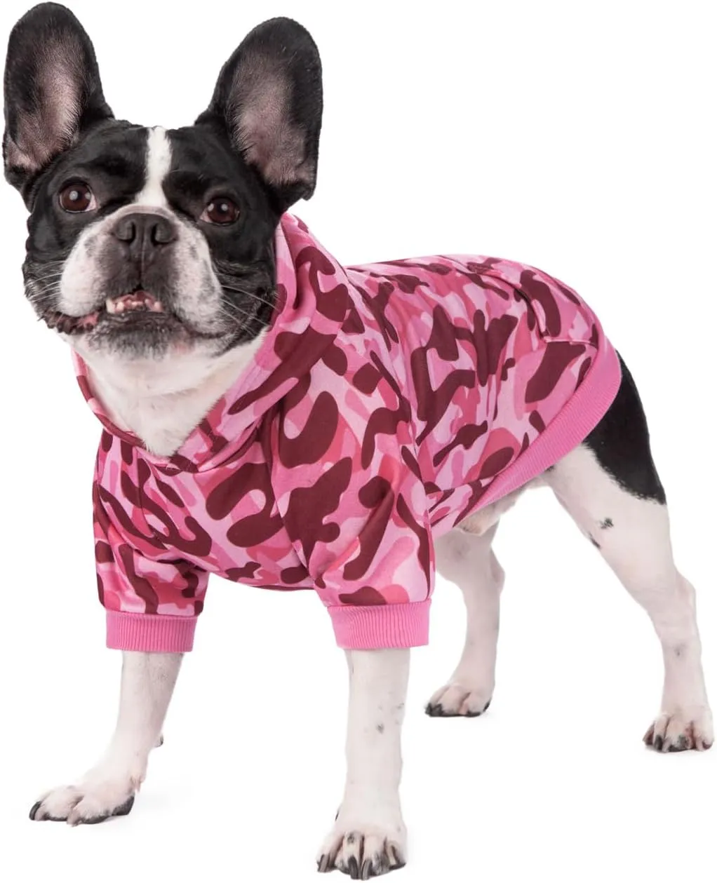 Camo Hoodie, Winter Dog Clothes, Pet Hooded Sweater - Pink Polyester, XS