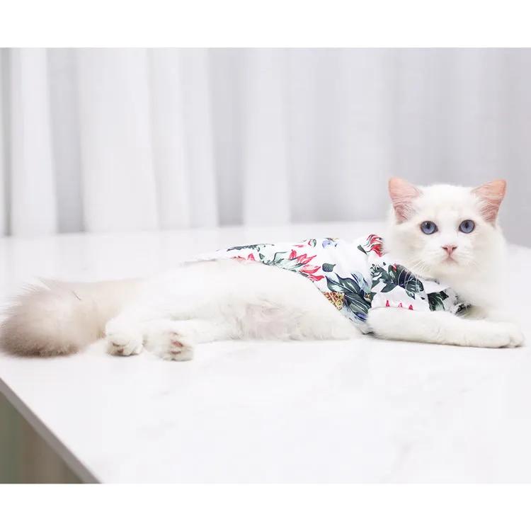 Cat Clothes Cute Pattern Beach Pineapple Coconut Tree Shirt Hawaiian Pet Clothing
