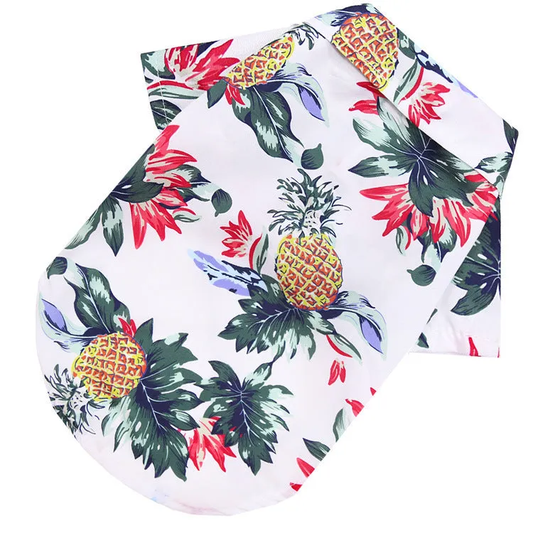Cat Clothes Cute Pattern Beach Pineapple Coconut Tree Shirt Hawaiian Pet Clothing