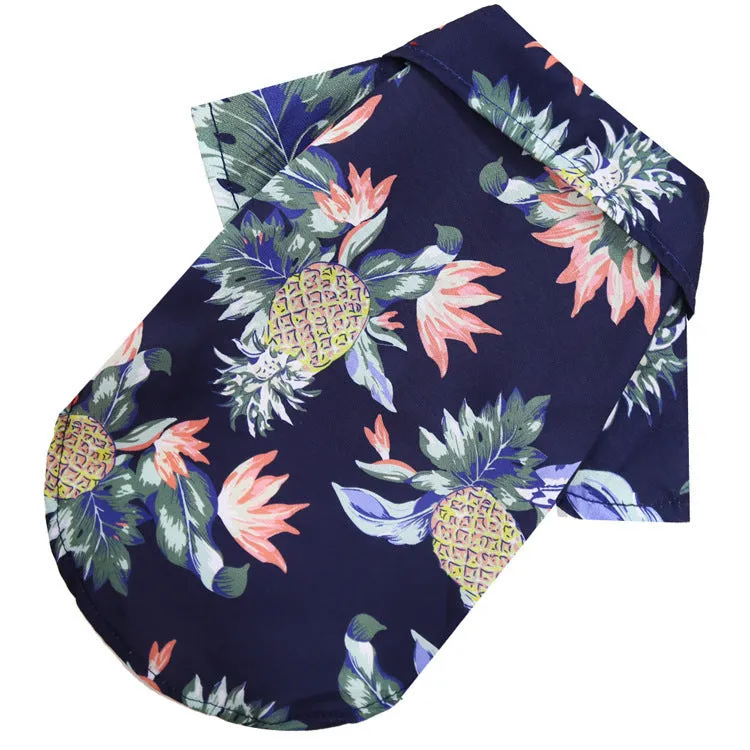 Cat Clothes Cute Pattern Beach Pineapple Coconut Tree Shirt Hawaiian Pet Clothing