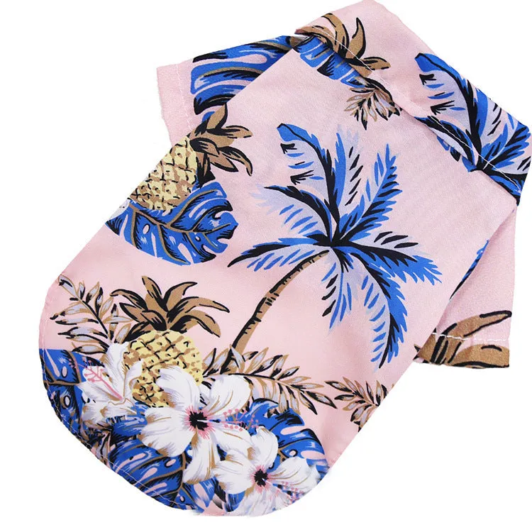 Cat Clothes Cute Pattern Beach Pineapple Coconut Tree Shirt Hawaiian Pet Clothing
