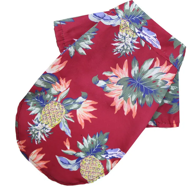 Cat Clothes Cute Pattern Beach Pineapple Coconut Tree Shirt Hawaiian Pet Clothing
