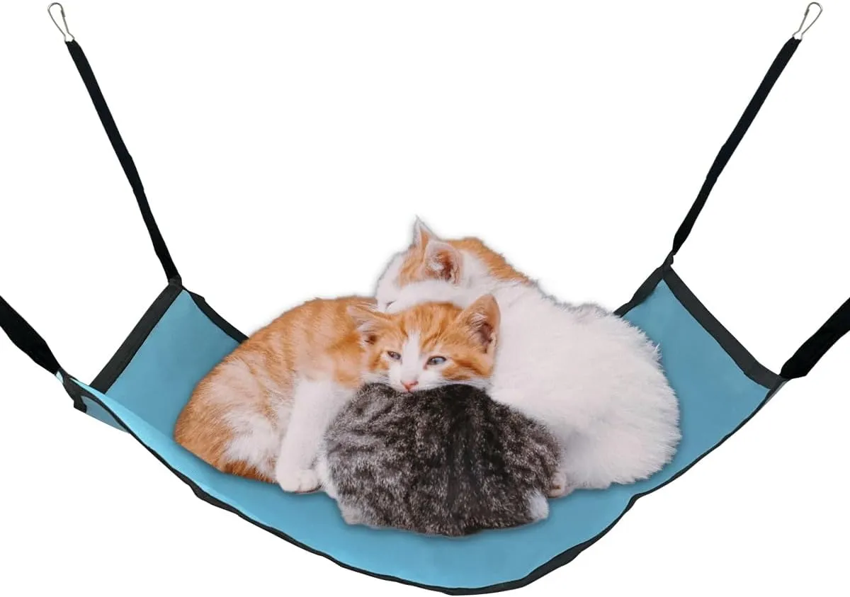 Cat Hammock for Cage Hanging Summer Breathable Coolness Oxford Cat Hammock Bedwith Straps and Metal Hooks Bed for Cats Small Dogs Rabbits