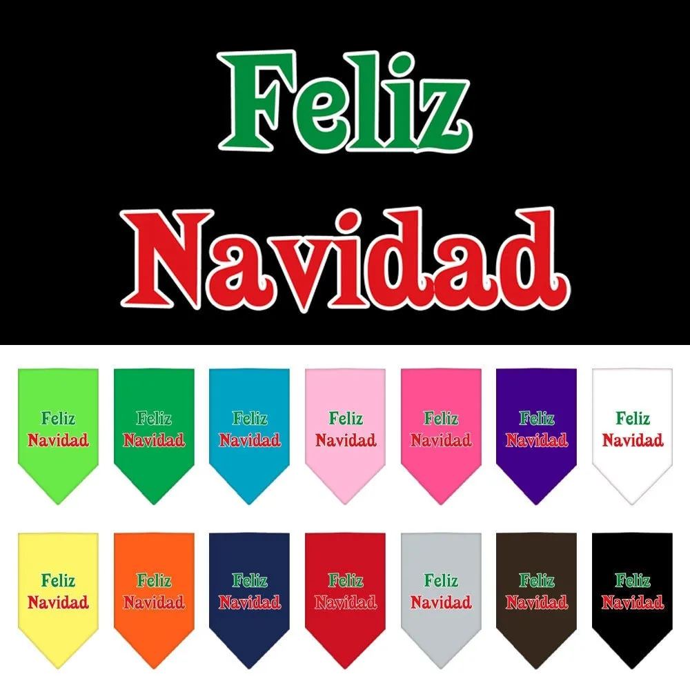 Christmas Pet and Dog Bandana Screen Printed, "Feliz Navidad"