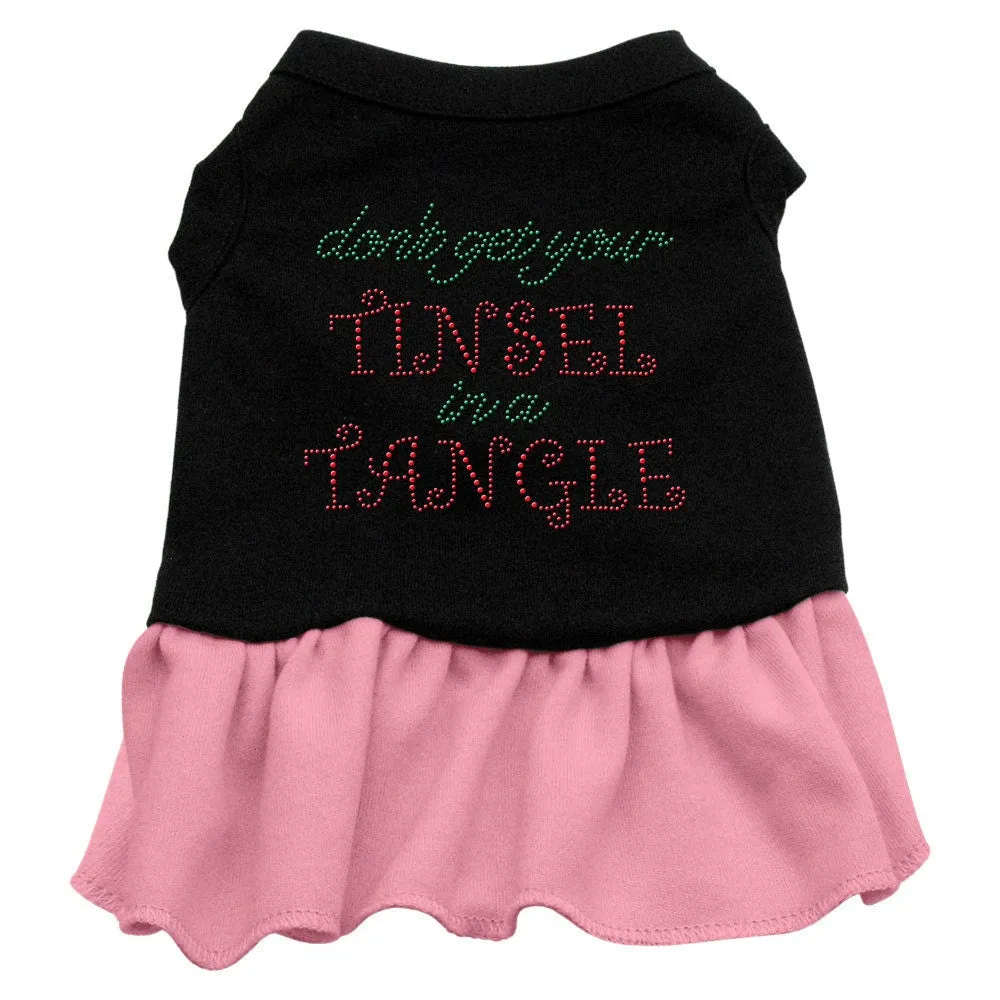 Christmas Pet Dog & Cat Dress Rhinestone, "Don't Get Your Tinsel In A Tangle"