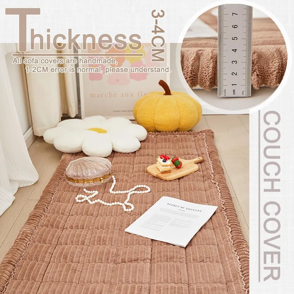 Couch Cover for Dogs Washable, Fuzzy Pet Couch Covers for 3 Cushion Sofa Pet Friendly, Non Slip Sofa Cover (Dark Brown, 27.6" x 82.7")