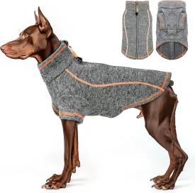 cyeollo Fleece Dog Jacket Coat Lightweight Dog Jackets Reflective Pet Sweater Zip Up Warm Winter Coats for Medium Large Dog Clothes Pet Apparel
