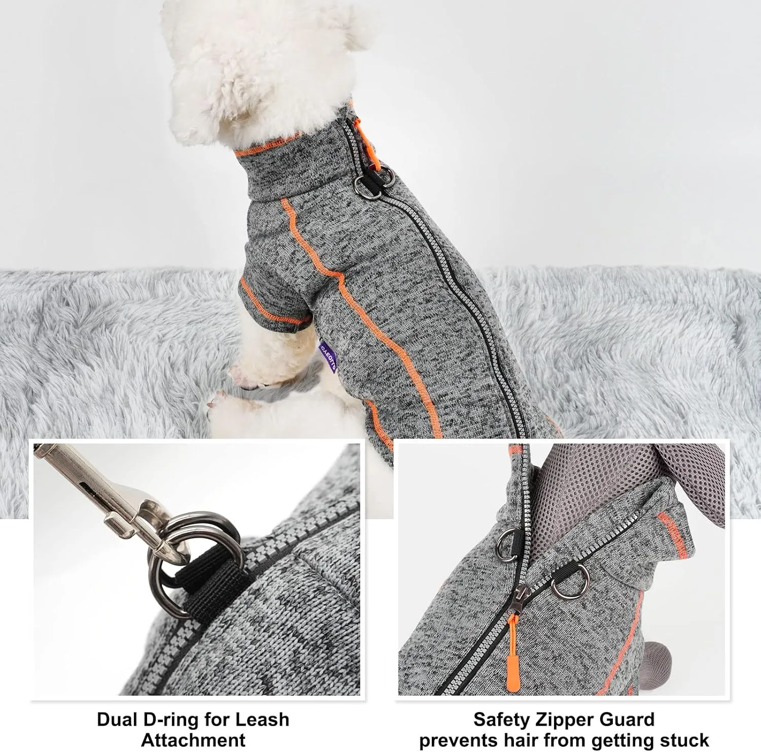 cyeollo Fleece Dog Jacket Coat Lightweight Dog Jackets Reflective Pet Sweater Zip Up Warm Winter Coats for Medium Large Dog Clothes Pet Apparel