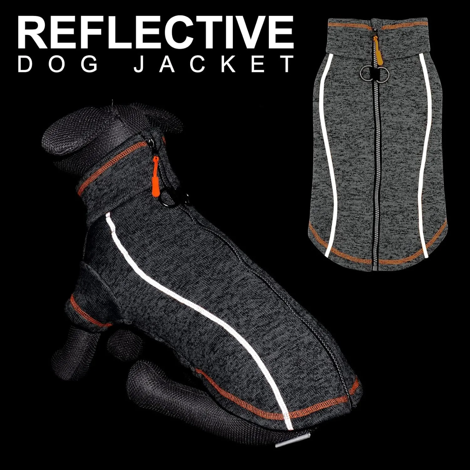 cyeollo Fleece Dog Jacket Coat Lightweight Dog Jackets Reflective Pet Sweater Zip Up Warm Winter Coats for Medium Large Dog Clothes Pet Apparel