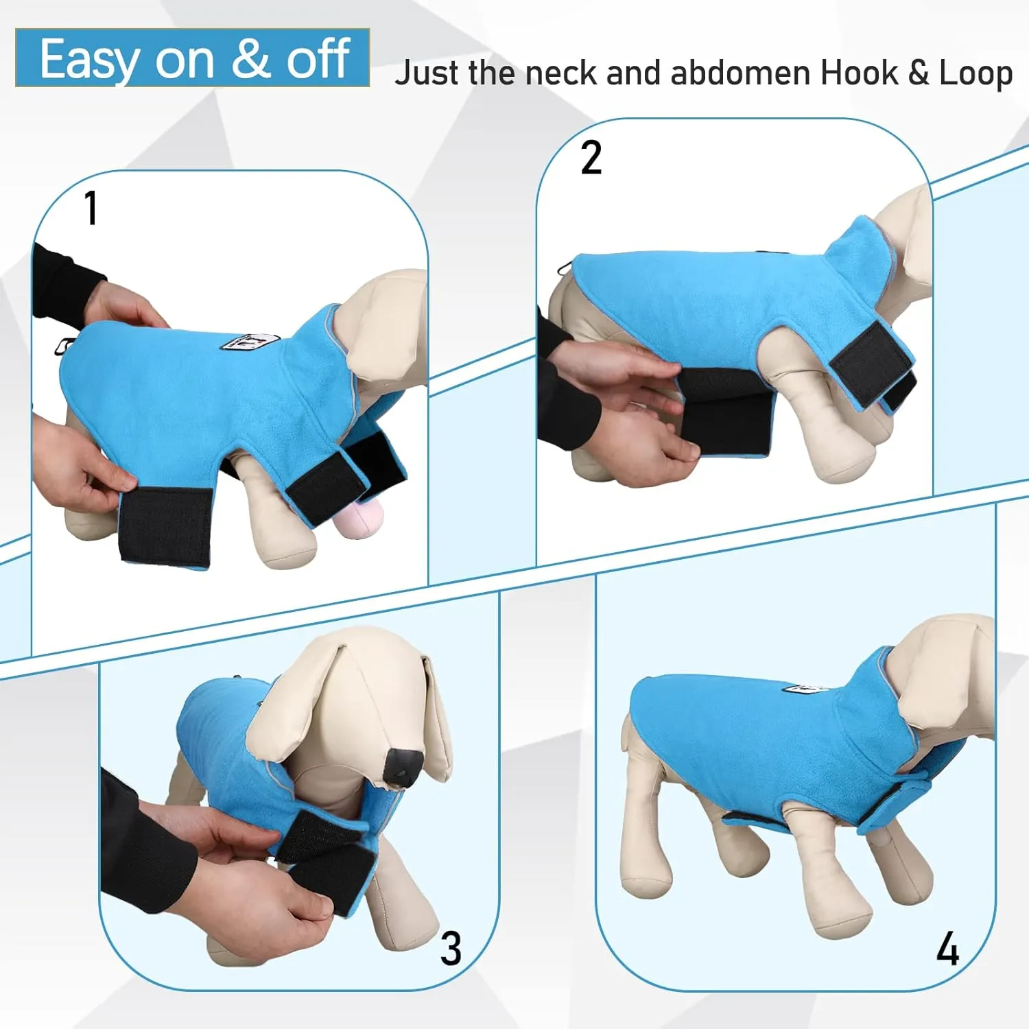 DENTRUN Windproof Winter Warm Fleece Medium Dog Coat Reversible Puppy Jacket Reflective Soft Pet Vest, Cold Weather Dog Sweater Apparel Leash Access Overcoat for Medium Breeds, Blue, M