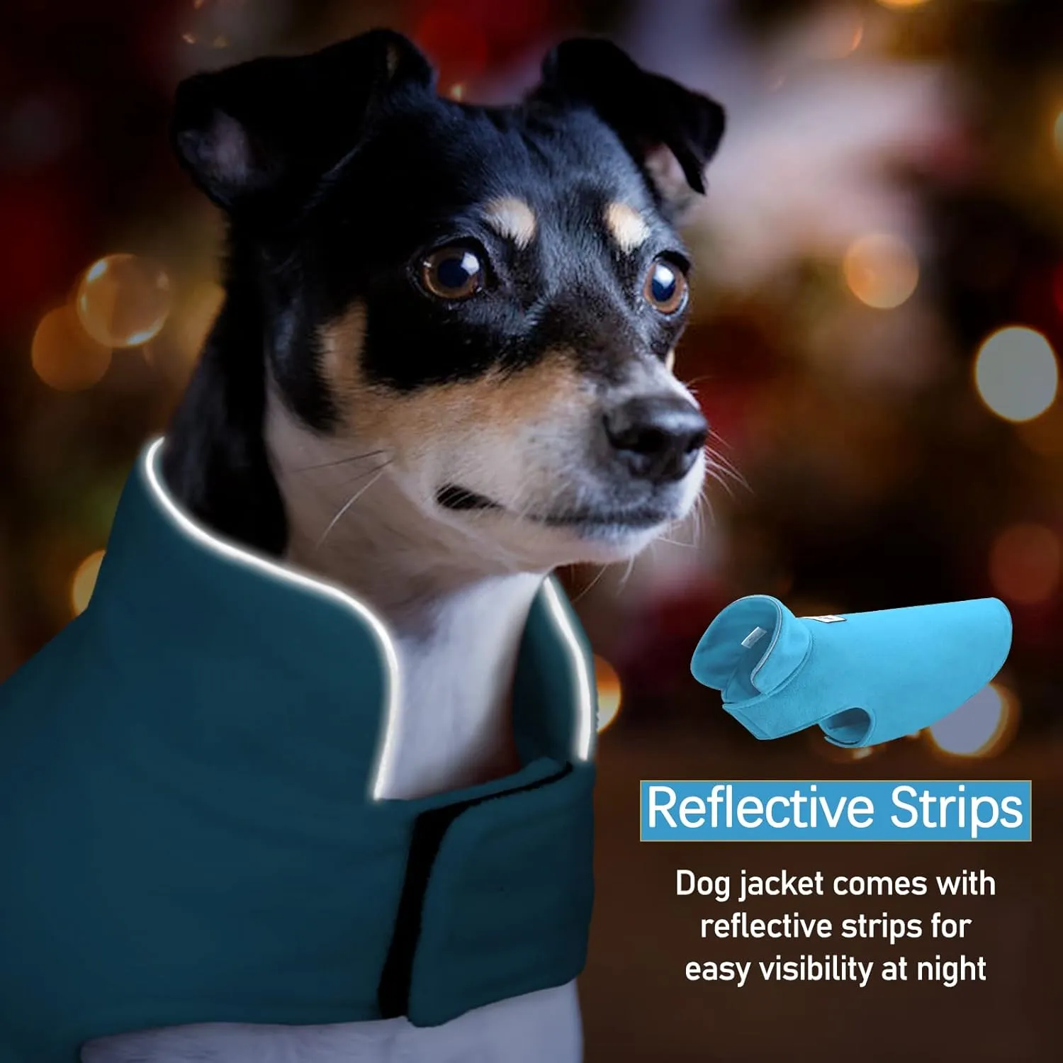 DENTRUN Windproof Winter Warm Fleece Medium Dog Coat Reversible Puppy Jacket Reflective Soft Pet Vest, Cold Weather Dog Sweater Apparel Leash Access Overcoat for Medium Breeds, Blue, M