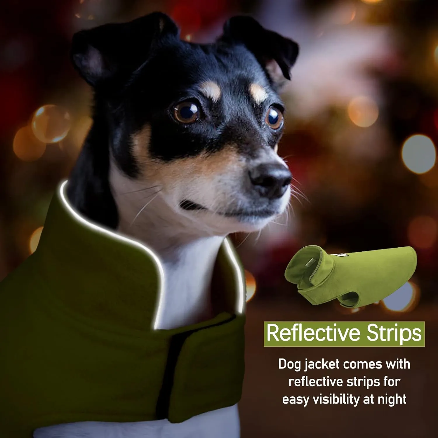 DENTRUN Windproof Winter Warm Fleece Medium Dog Coat Reversible Puppy Jacket Reflective Soft Pet Vest, Cold Weather Dog Sweater Apparel Leash Access Overcoat for Medium Breeds, Green, M
