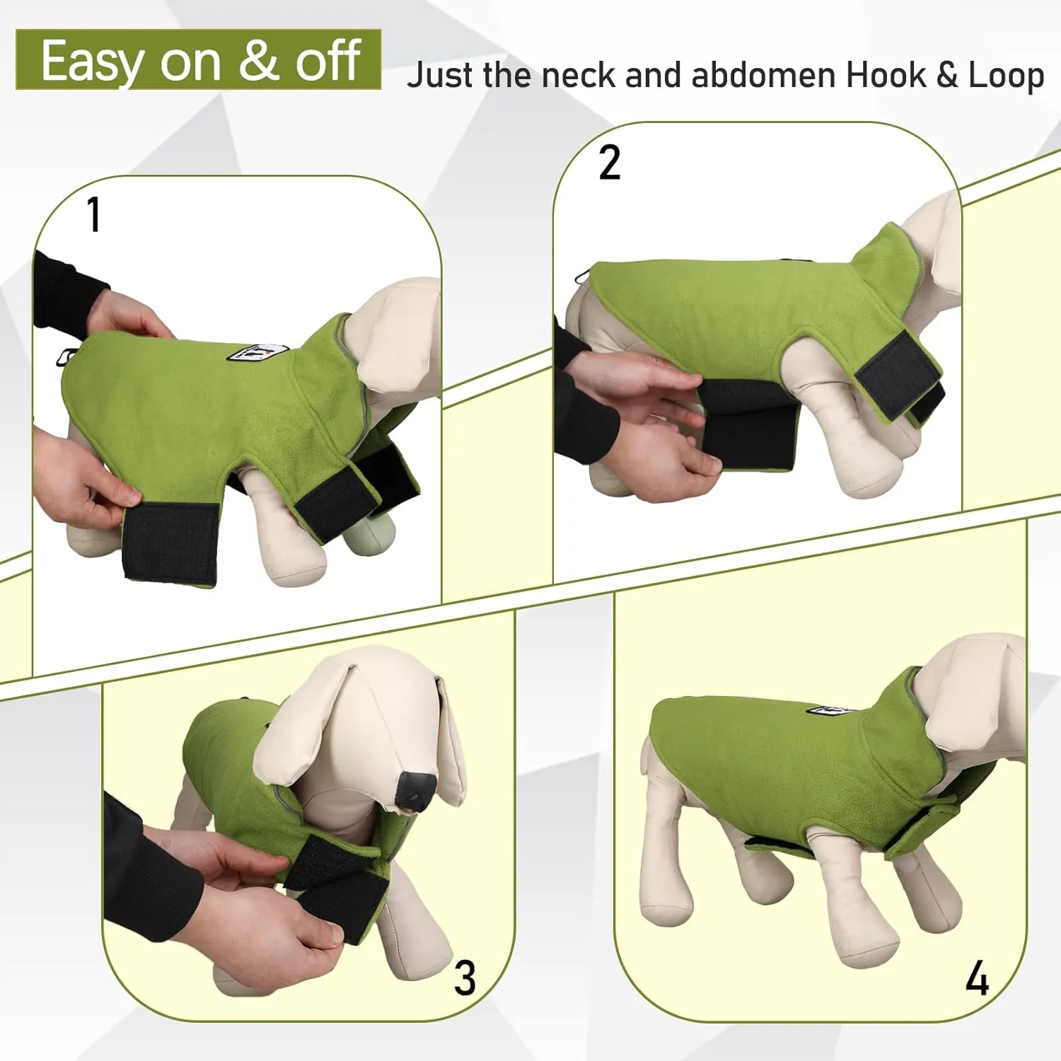 DENTRUN Windproof Winter Warm Fleece Medium Dog Coat Reversible Puppy Jacket Reflective Soft Pet Vest, Cold Weather Dog Sweater Apparel Leash Access Overcoat for Medium Breeds, Green, M