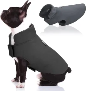 DENTRUN Windproof Winter Warm Fleece Medium Dog Coat Reversible Puppy Jacket Reflective Soft Pet Vest, Cold Weather Dog Sweater Apparel Leash Access Overcoat for Medium Breeds, Grey, M