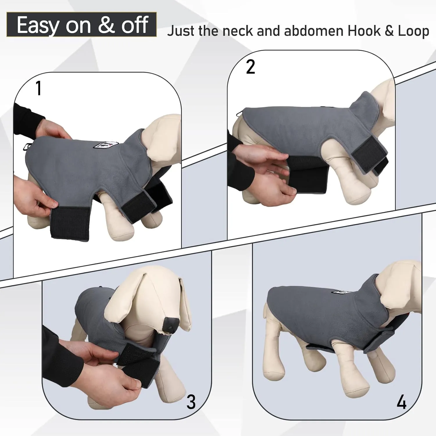 DENTRUN Windproof Winter Warm Fleece Medium Dog Coat Reversible Puppy Jacket Reflective Soft Pet Vest, Cold Weather Dog Sweater Apparel Leash Access Overcoat for Medium Breeds, Grey, M