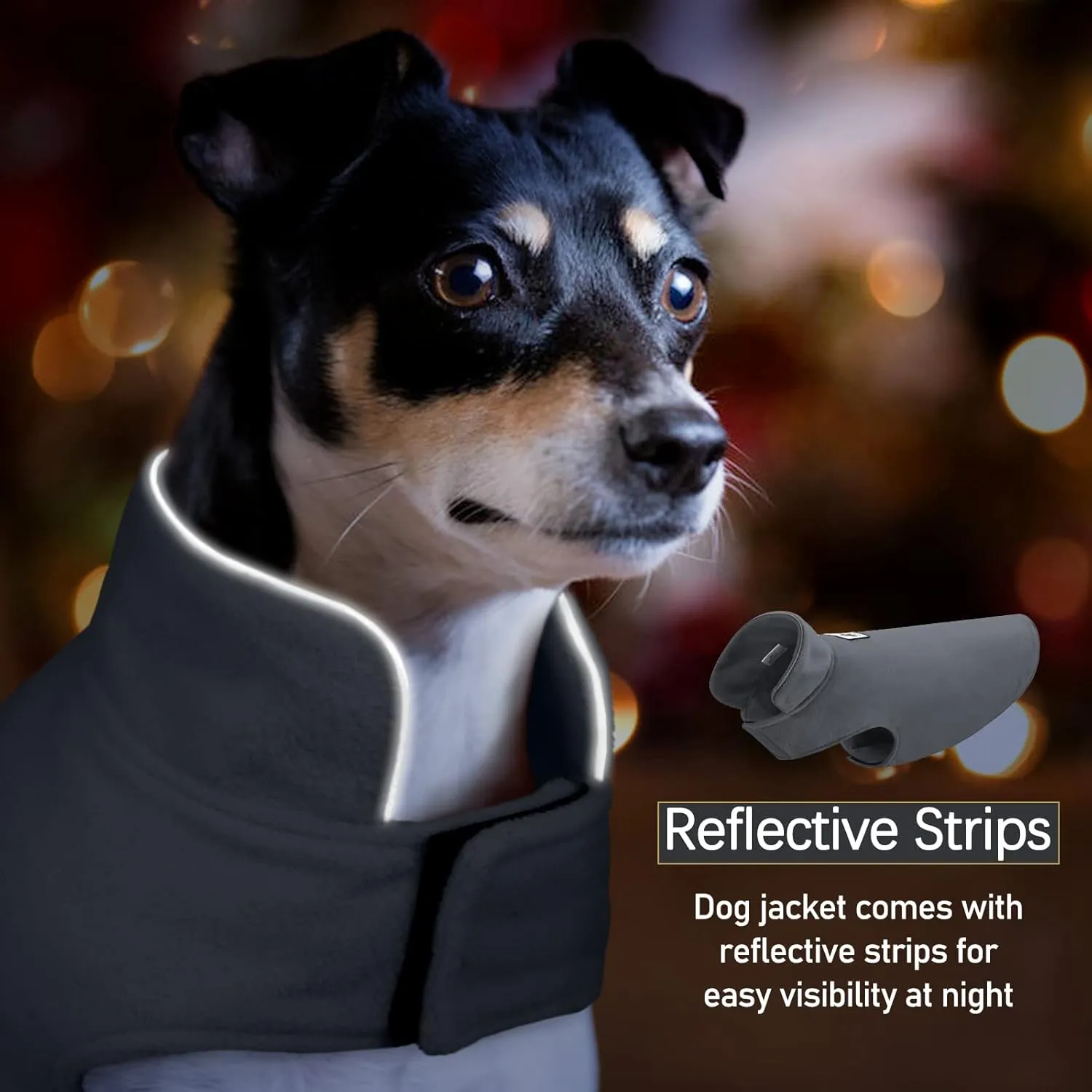 DENTRUN Windproof Winter Warm Fleece Medium Dog Coat Reversible Puppy Jacket Reflective Soft Pet Vest, Cold Weather Dog Sweater Apparel Leash Access Overcoat for Medium Breeds, Grey, M