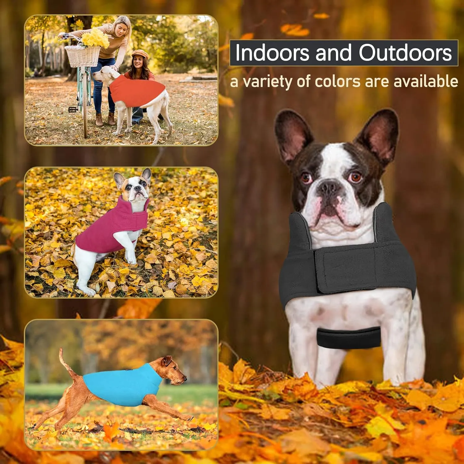 DENTRUN Windproof Winter Warm Fleece Medium Dog Coat Reversible Puppy Jacket Reflective Soft Pet Vest, Cold Weather Dog Sweater Apparel Leash Access Overcoat for Medium Breeds, Grey, M
