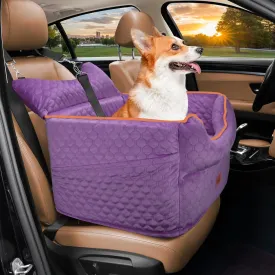 Dog Car Seat - Memory Foam Dog Booster Seat for Small Dogs Up to 25lbs-Elevated Pet Car Seat with Storage Pockets and Dog Seat Belt-Soft Pet Travel Bed for Front & Back Seats-Removable Washable-Purple Dog Car Seat - Memory Foam Dog Booster Seat for Small Dogs Up to 25lbs-Elevated Pet Car Seat with Storage Pockets and Dog Seat Belt-Soft Pet Travel Bed for Front & Back Seats-Removable Washable-Purple