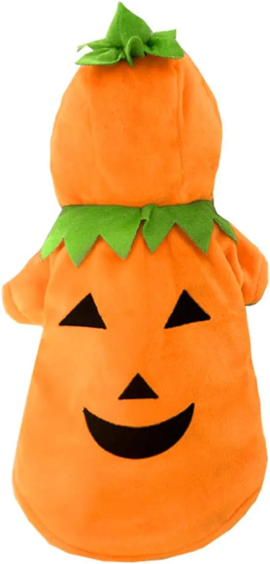 Dog Cat Halloween Pumpkin Costume Pet Cosplay Outfits Clothes Fleece Hoodie Sweater Coat Halloween Costumes for Dogs Puppy Cats