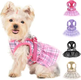 Dog Harness, Dog Gauzy Dress Vest Harness, Breathable Adjustable No Pull Dog Harnesses for Small Medium Dogs Outdoor Walking Pet Supplies (Pink No Leash, Small Chest 11.8-14.5in)