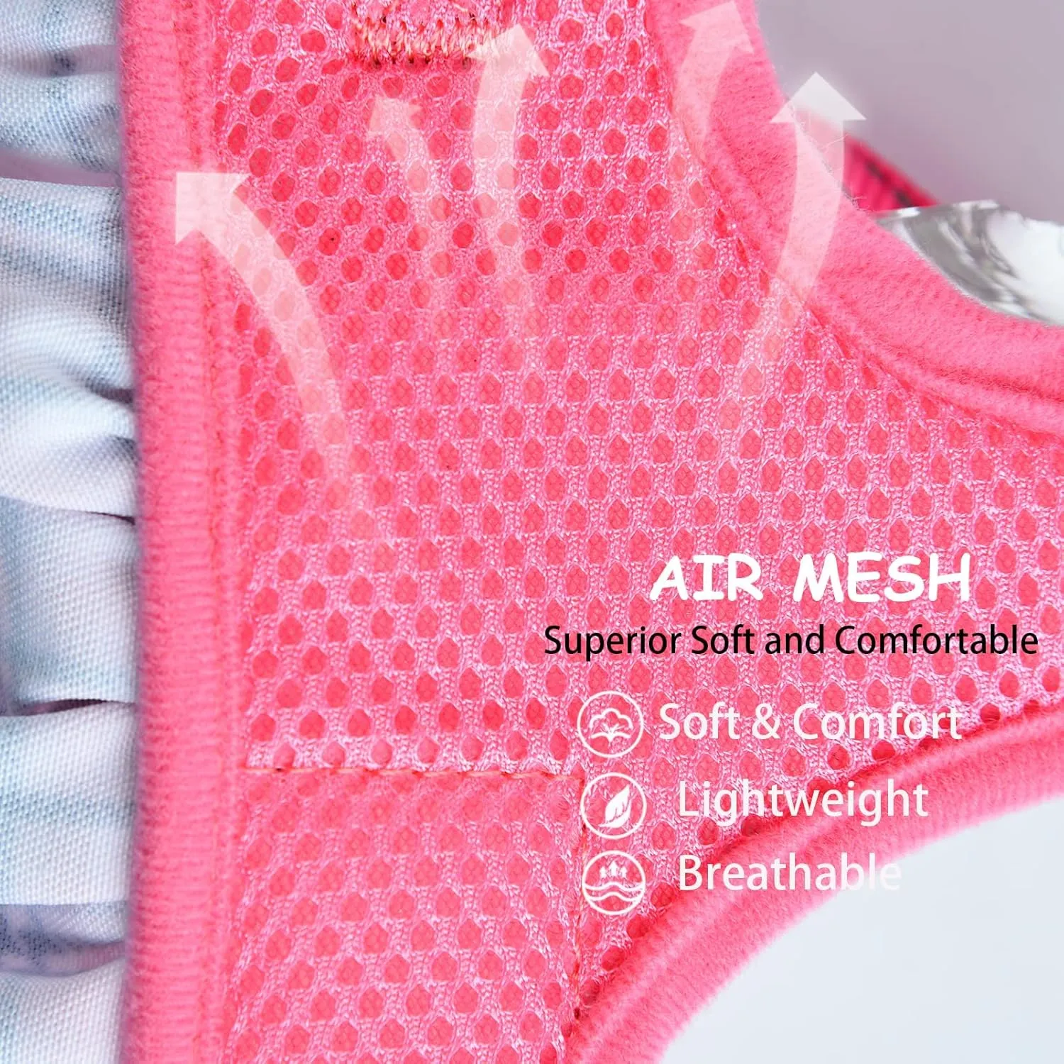 Dog Harness, Dog Gauzy Dress Vest Harness, Breathable Adjustable No Pull Dog Harnesses for Small Medium Dogs Outdoor Walking Pet Supplies (Pink No Leash, Small Chest 11.8-14.5in)