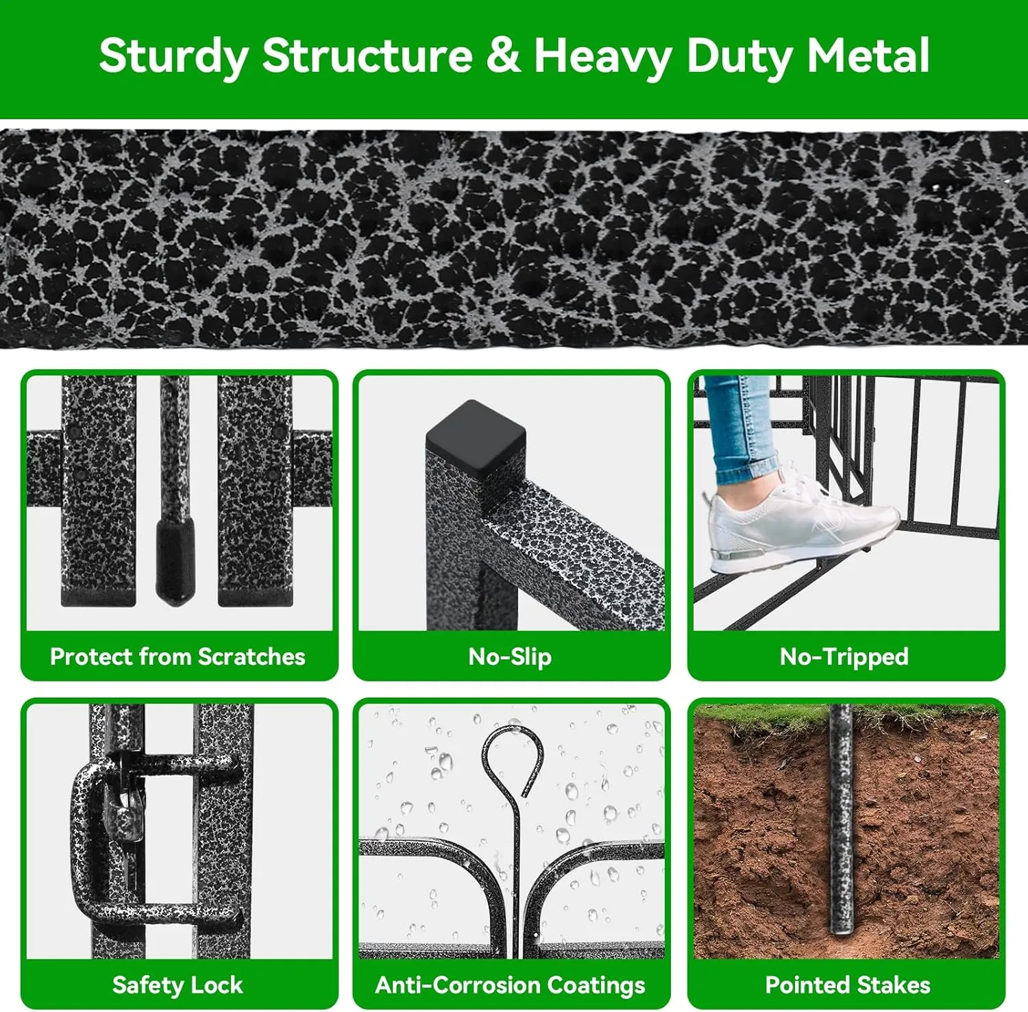 Dog Playpen Outdoor 16 Panels Heavy Duty Dog Fence 32" Height with Thick Pipe Anti-Rust with Doors Portable for RV Camping Yard, Total 36FT, 103 Sq.ft, Snowy Black