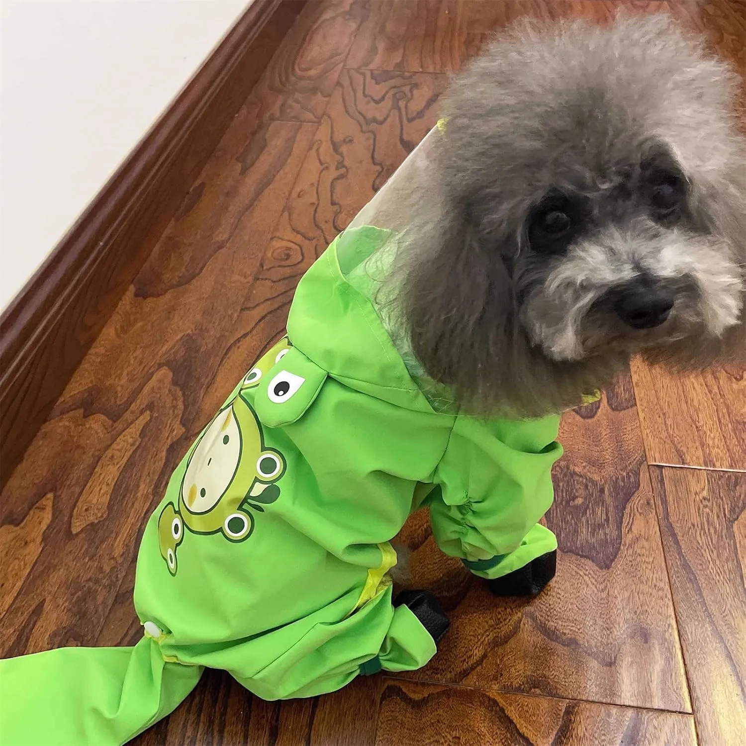 Dog Raincoat with Boots,Waterproof Dog Raincoats with Hood for Small Medium Large Dogs,Raincoat with Leash Ring (Green Frog, Small)