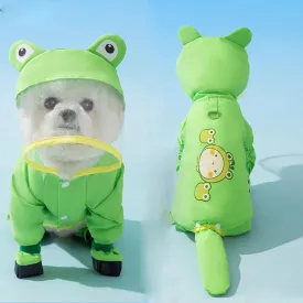 Dog Raincoat with Boots,Waterproof Dog Raincoats with Hood for Small Medium Large Dogs,Raincoat with Leash Ring (Green Frog, Small)