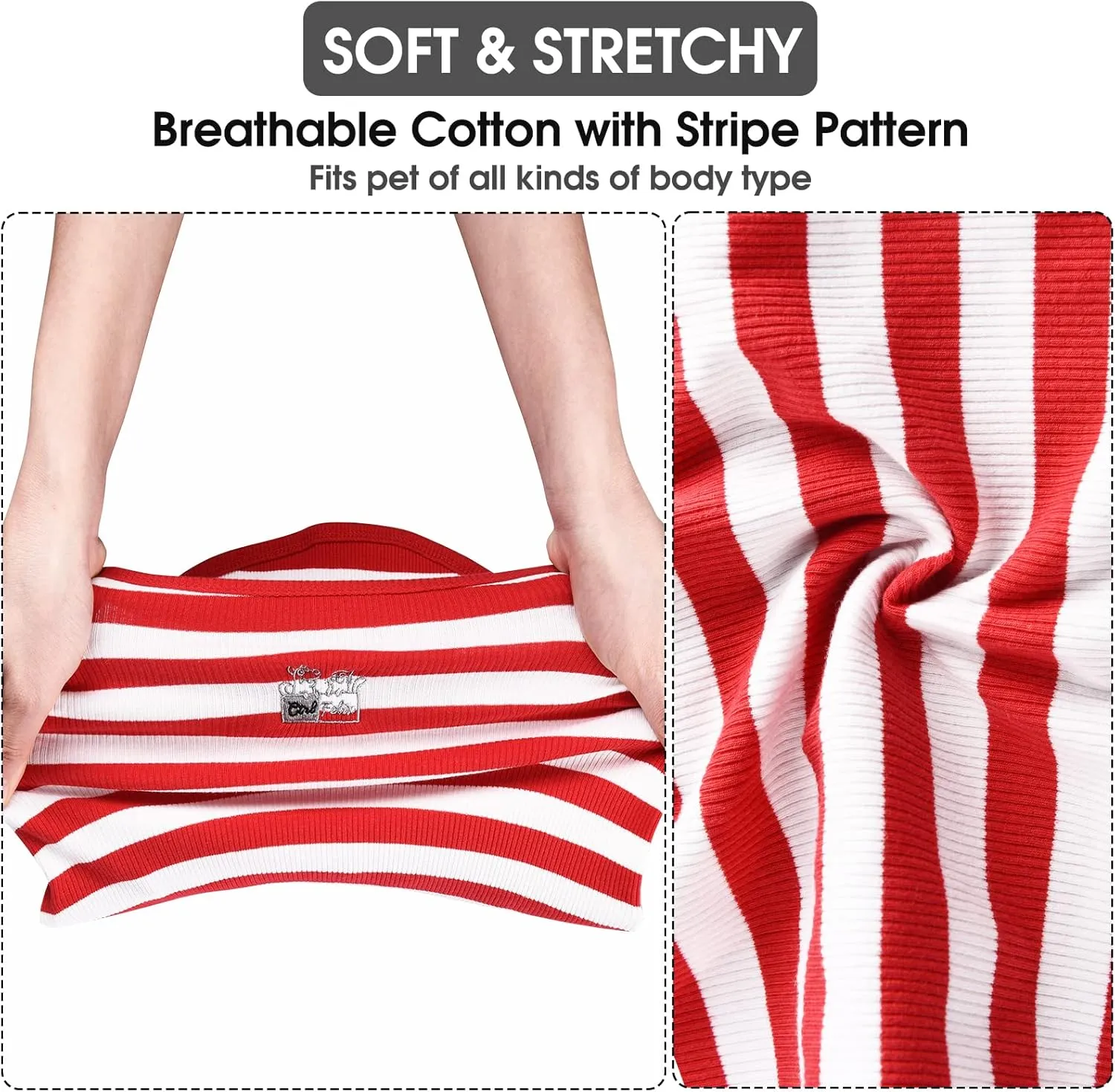 Dog Shirt Striped Clothes Stretchy Vests for Small Medium Large Dogs Boy Girl Cat Apparel Soft Cotton Puppy T-Shirts Lightweight Pet Tank Top Kitten Outfit Pack-2 Red & Blue 4XL