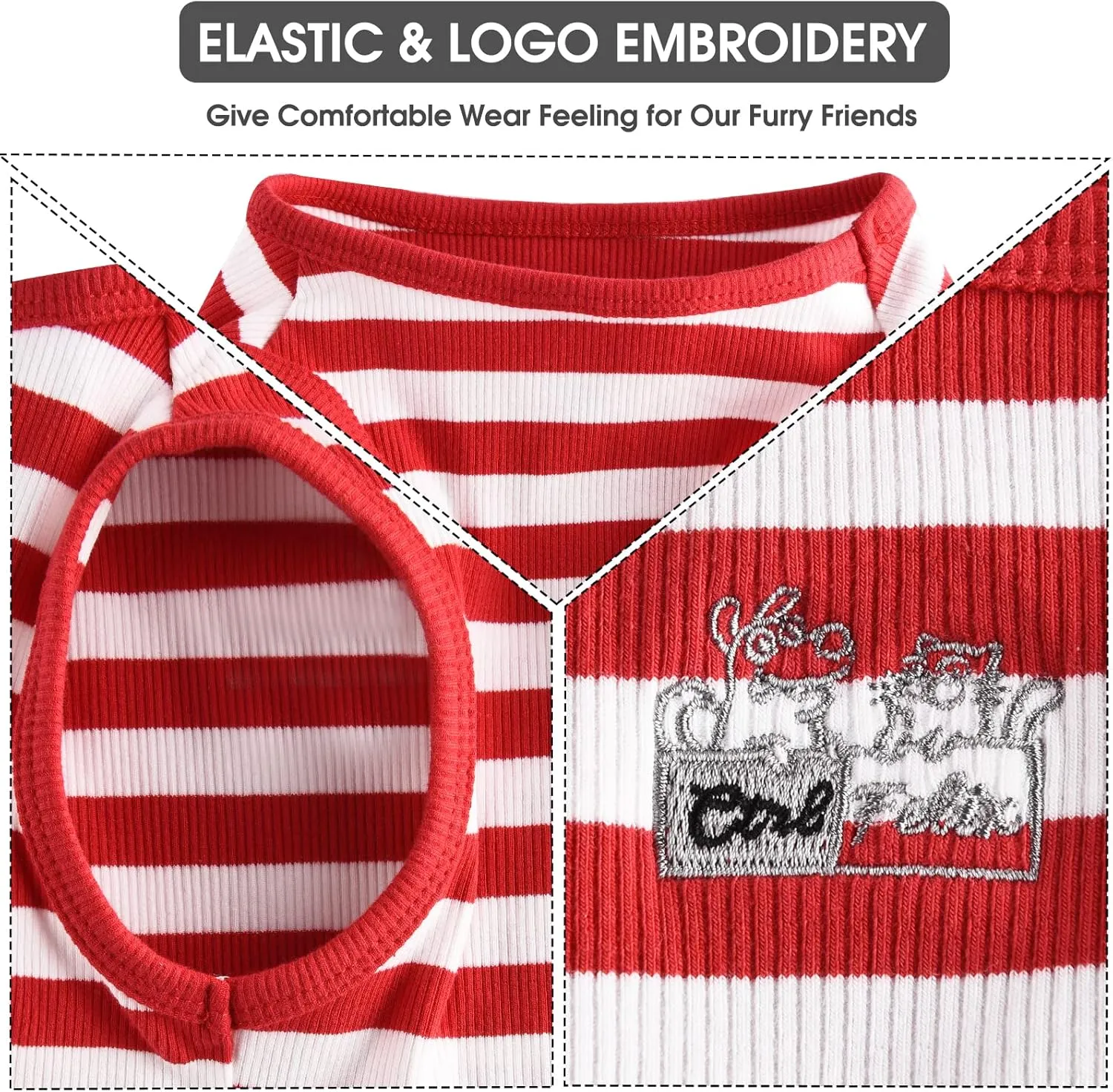 Dog Shirt Striped Clothes Stretchy Vests for Small Medium Large Dogs Boy Girl Cat Apparel Soft Cotton Puppy T-Shirts Lightweight Pet Tank Top Kitten Outfit Pack-2 Red & Blue 4XL