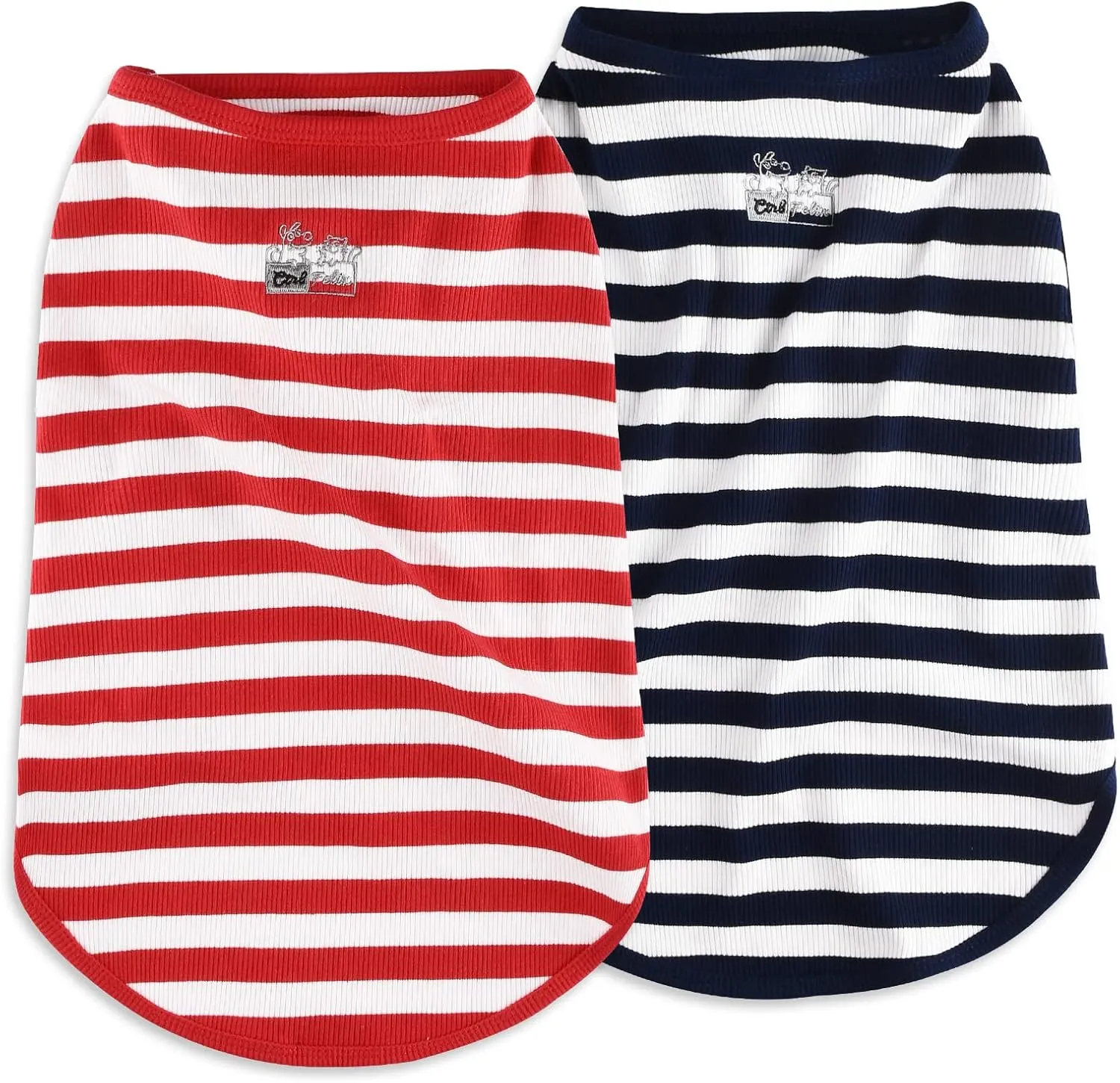 Dog Shirt Striped Clothes Stretchy Vests for Small Medium Large Dogs Boy Girl Cat Apparel Soft Cotton Puppy T-Shirts Lightweight Pet Tank Top Kitten Outfit Pack-2 Red & Blue 4XL