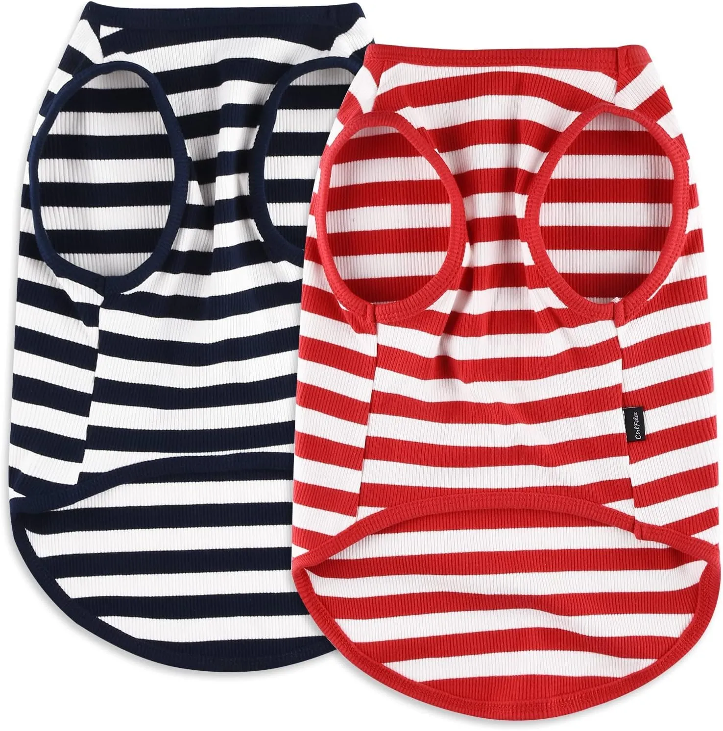 Dog Shirt Striped Clothes Stretchy Vests for Small Medium Large Dogs Boy Girl Cat Apparel Soft Cotton Puppy T-Shirts Lightweight Pet Tank Top Kitten Outfit Pack-2 Red & Blue 4XL