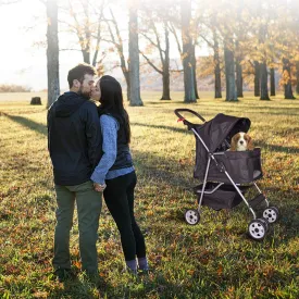 Dog Stroller Pet Stroller Cat Strollers Jogger Foldable Travel Carrier 35Lbs Capacity Doggie Cage Durable 4 Wheels Strolling Cart with Cup Holders and Removable Liner for Small-Medium Dog, Cat - Black