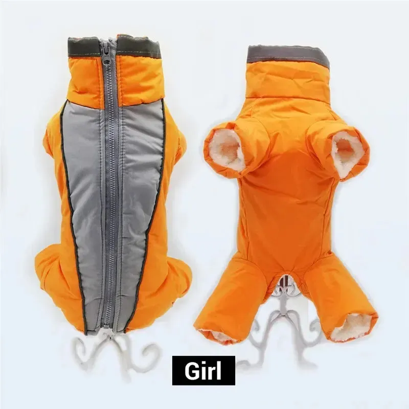 Dog winter clothing, warm and waterproof  jumpsuit,  reflective jacket,