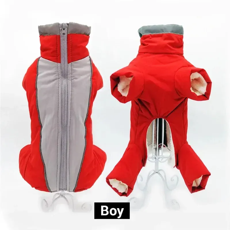 Dog winter clothing, warm and waterproof  jumpsuit,  reflective jacket,